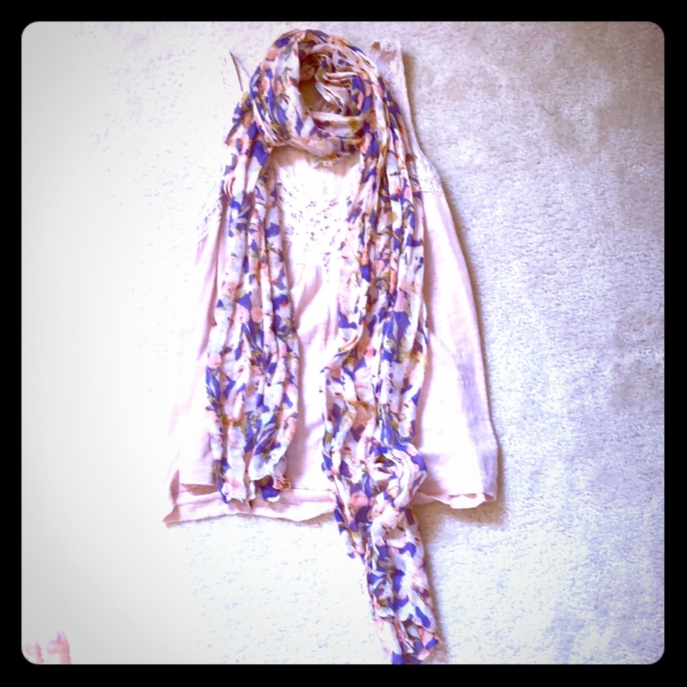 J. Crew Lightweight Scarf in Pink Floral Print